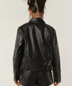 Peppermayo Exclusive Blaze PU Biker Jacket - Black PU -Peppermayo cloth-shop 016602145e6c45bd9809e9d0040e2374