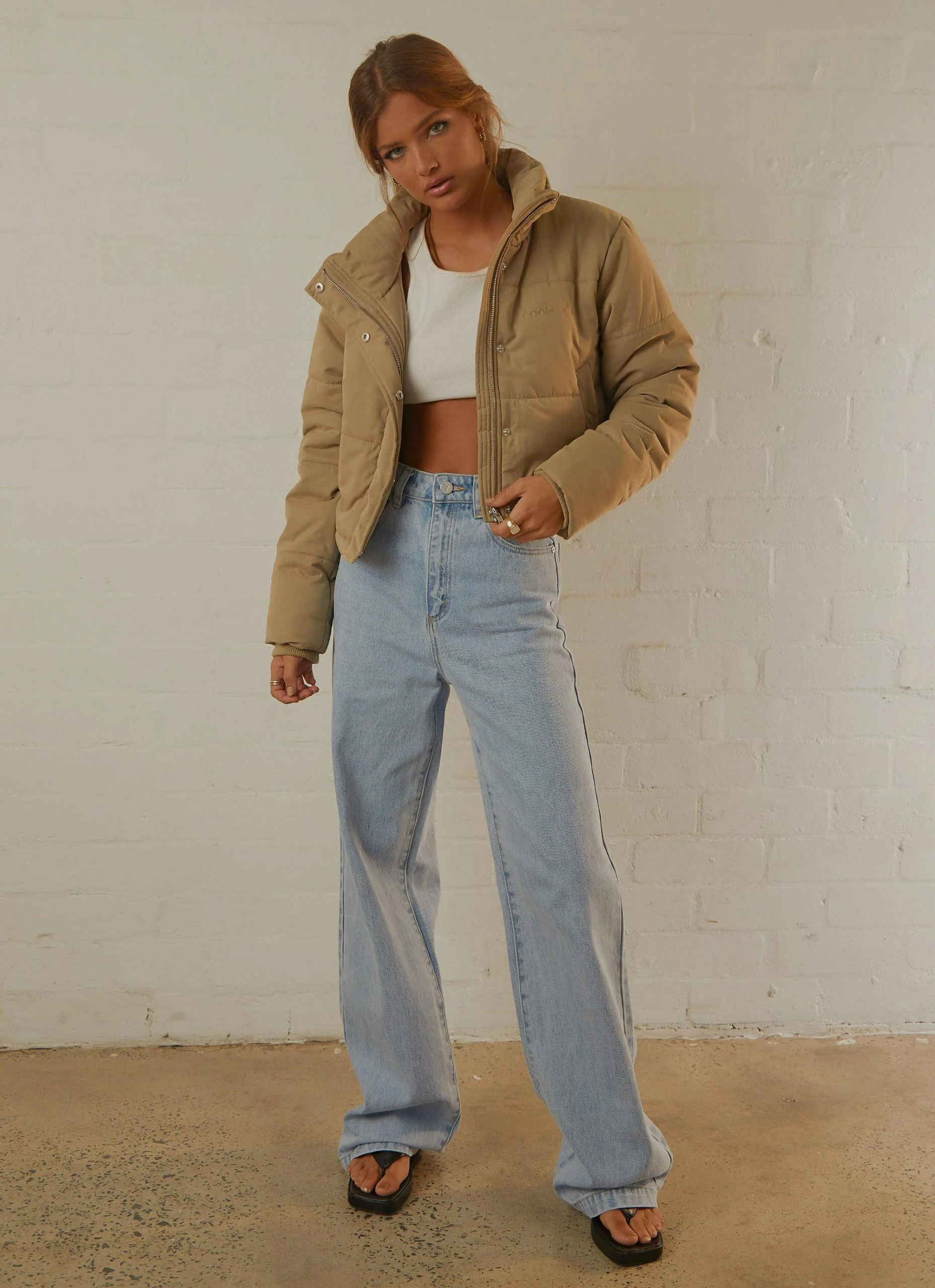 Cools Club Crop Porter Puffer Jacket - Smoke 3 Cools Club Crop Porter Puffer Jacket - Smoke - Image 3