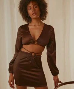 Peppermayo Exclusive Musier Crop Top - Chocolate