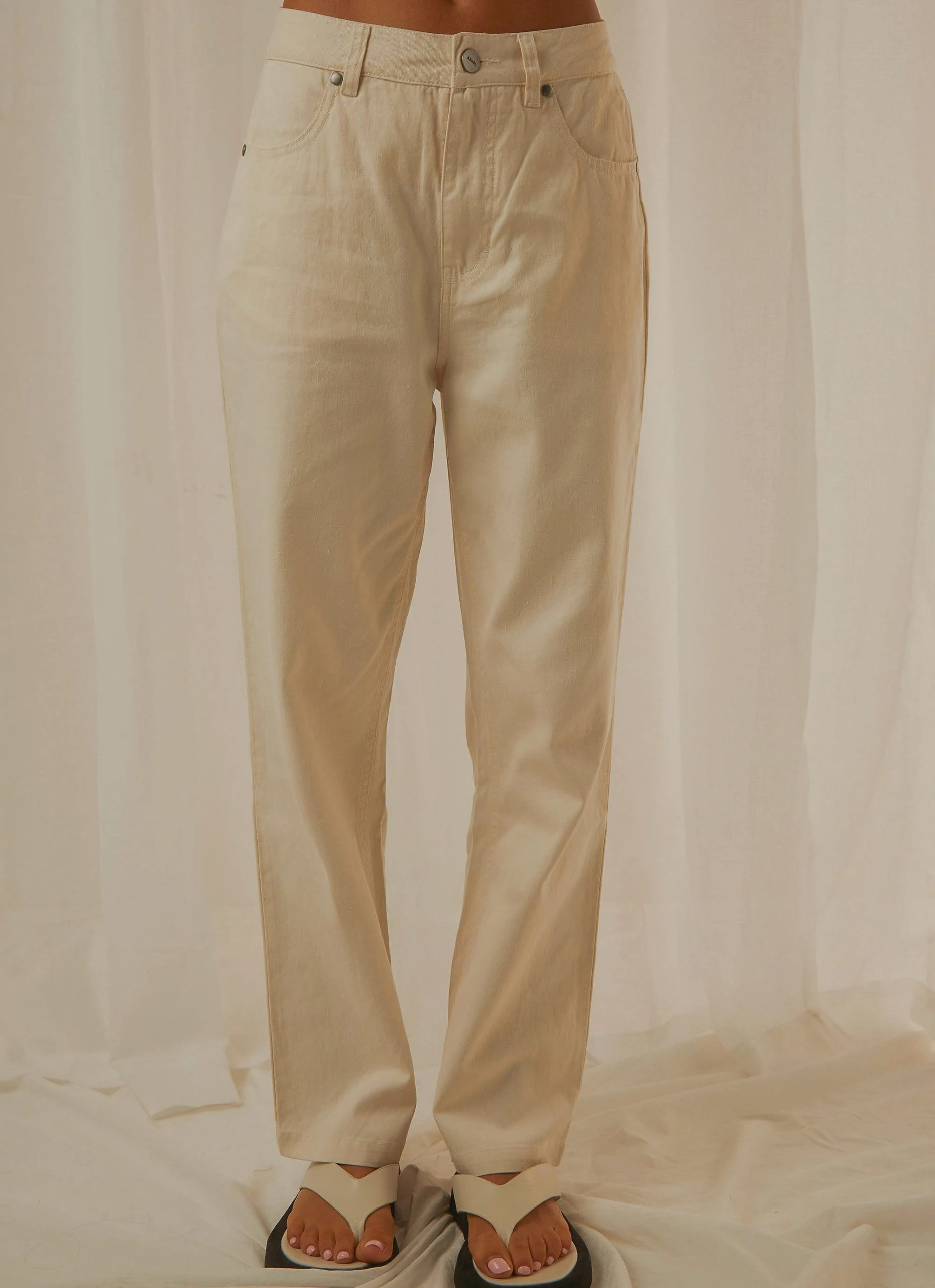 Afends Shelby Hemp Twill High Waist Leg Pant - Natural 3 Afends Shelby Hemp Twill High Waist Leg Pant - Natural - Image 3