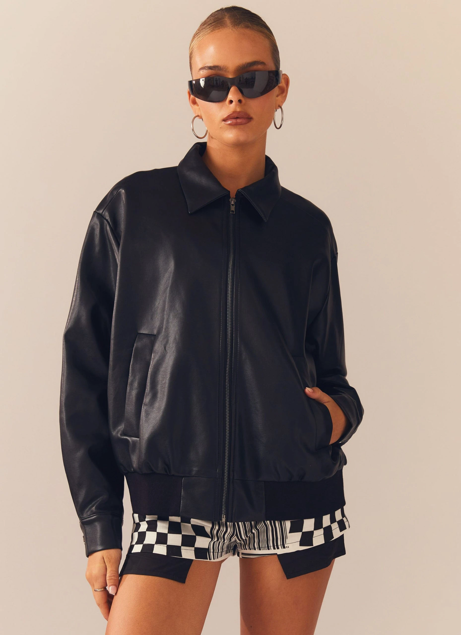 Peppermayo Exclusive Lone Ranger PU Bomber Jacket - Ink 5 Peppermayo Exclusive Lone Ranger PU Bomber Jacket - Ink - Image 5