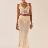 Peppermayo Exclusive Road Trips To The Coast Crochet Midi Skirt - Seashell