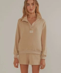 Vacancy Supply Drift Collared Waffle Jumper - Beige -Peppermayo cloth-shop 102ebebd96b64144a905ac94d537b4e1 scaled