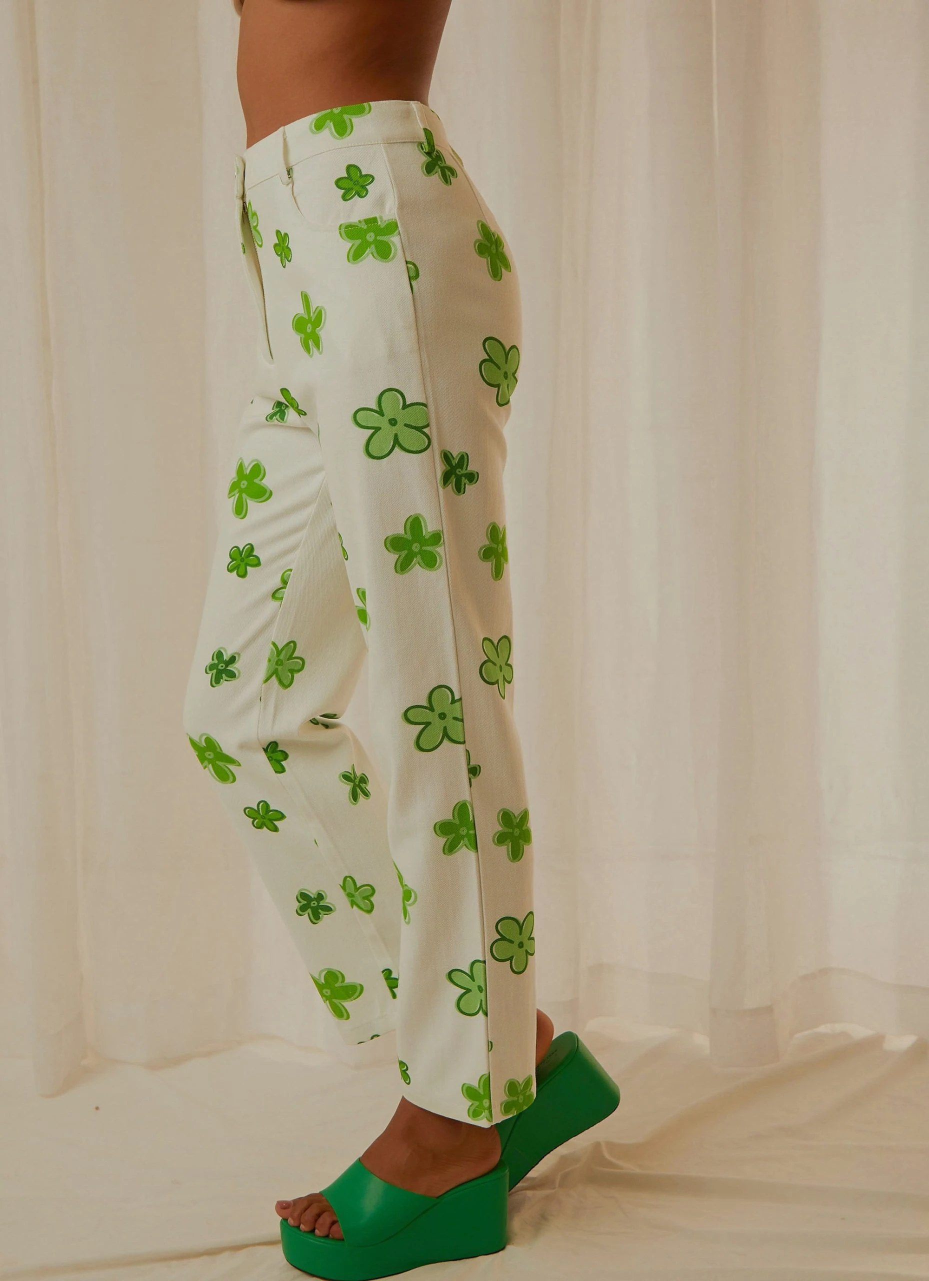 Peppermayo Exclusive Keep Your Heart Pants - Green Wild Poppies 4 Peppermayo Exclusive Keep Your Heart Pants - Green Wild Poppies - Image 4