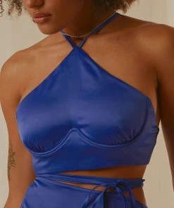 Peppermayo Exclusive Driving Force Crop Top - Cobalt