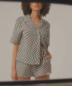 Vacancy Supply Turbocharge Organic Linen Shirt - Charcoal-White