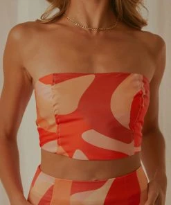 Peppermayo Exclusive Dancing At Midnight Bustier Top - Flaming