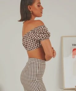 Peppermayo Exclusive Les Deux Crop Top - Choc Brown Gingham -Peppermayo cloth-shop 17213ce56aaa4a3595cb71995571d143 scaled