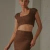 Peppermayo Exclusive Summer Style Crochet Skirt - Choc Brown