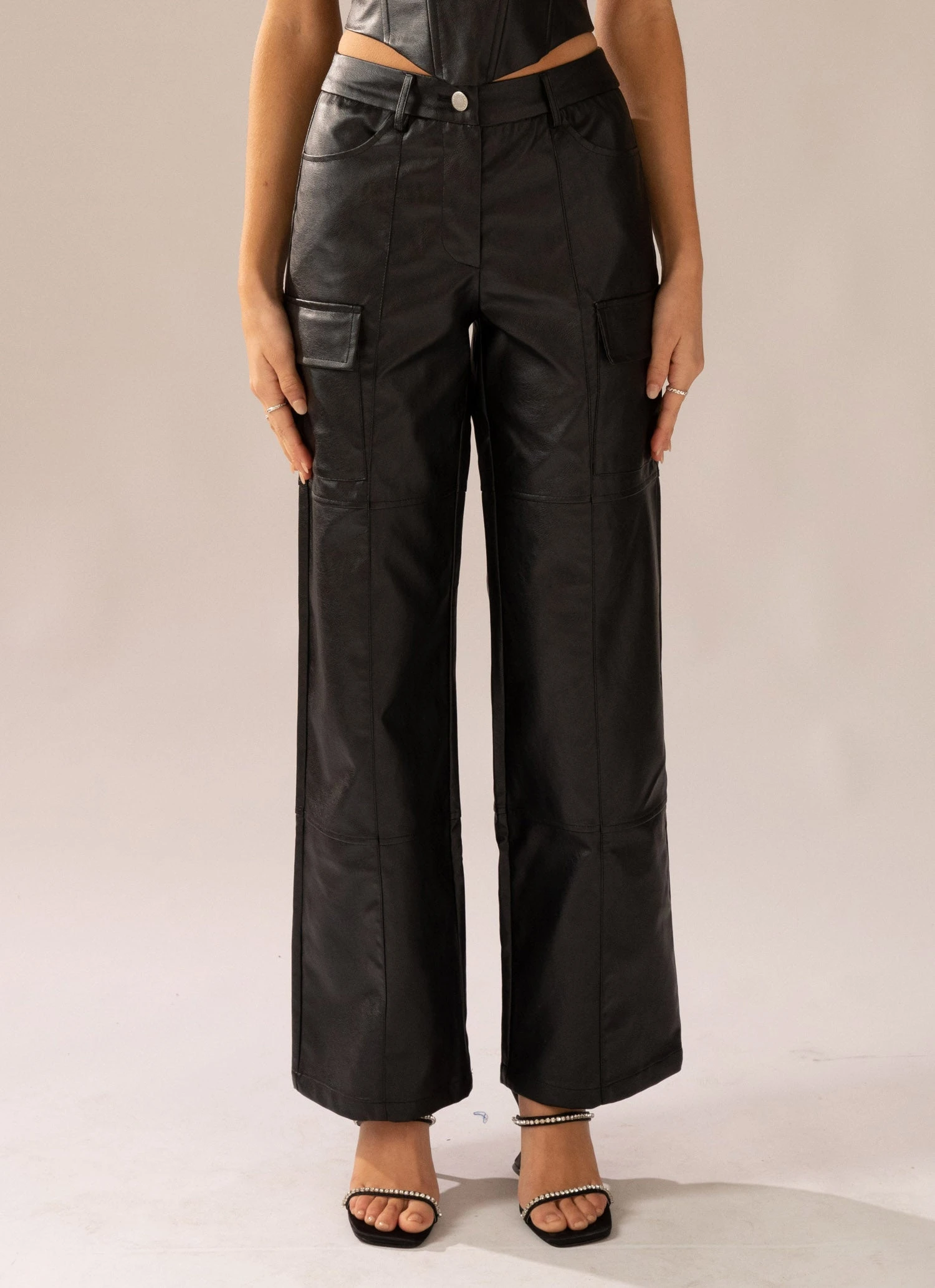 Peppermayo Exclusive Walk On The Wild Side PU Cargo Pants - Black 6 Peppermayo Exclusive Walk On The Wild Side PU Cargo Pants - Black - Image 6