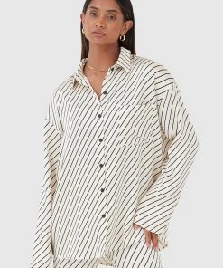 4TH & RECKLESS Norma Shirt - Diagonal Stripe