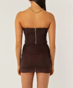 Peppermayo Exclusive Abbie Print Mini Skirt - Chocolate Monogram -Peppermayo cloth-shop 1b98bd2af1344571929bad9cb4d1b01a