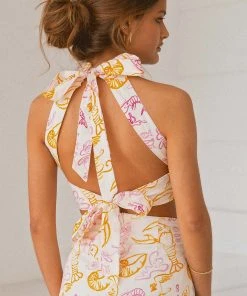 Peppermayo X Rikki Day Fresco Linen Halter Top - Oceanus -Peppermayo cloth-shop 1dda7dfd50c24bfa828aef8169c16785