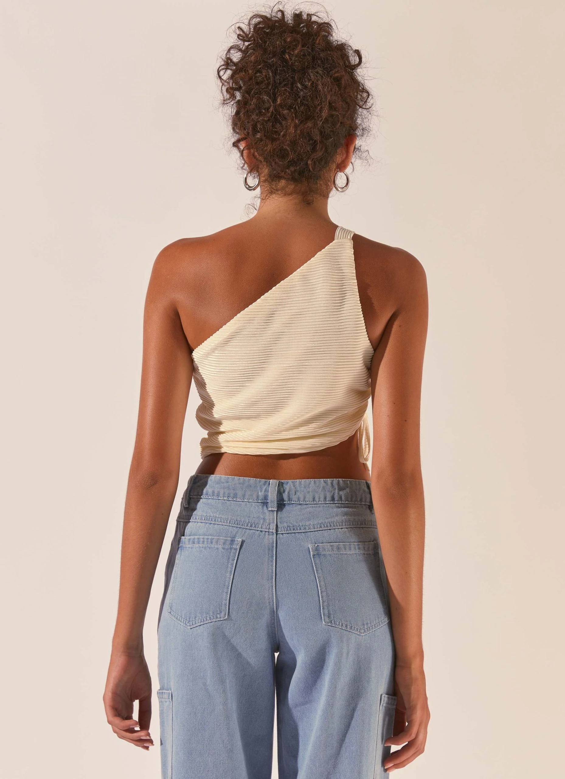 Peppermayo Exclusive Make It Better Plisse Crop Top - Ivory 3 Peppermayo Exclusive Make It Better Plisse Crop Top - Ivory - Image 3