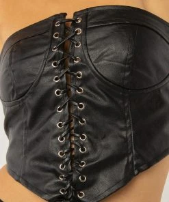 Peppermayo Exclusive Night Turns Into Morning PU Bustier - Black PU -Peppermayo cloth-shop 1ed9c7bdb8114359a05a77bd2eb1ee63