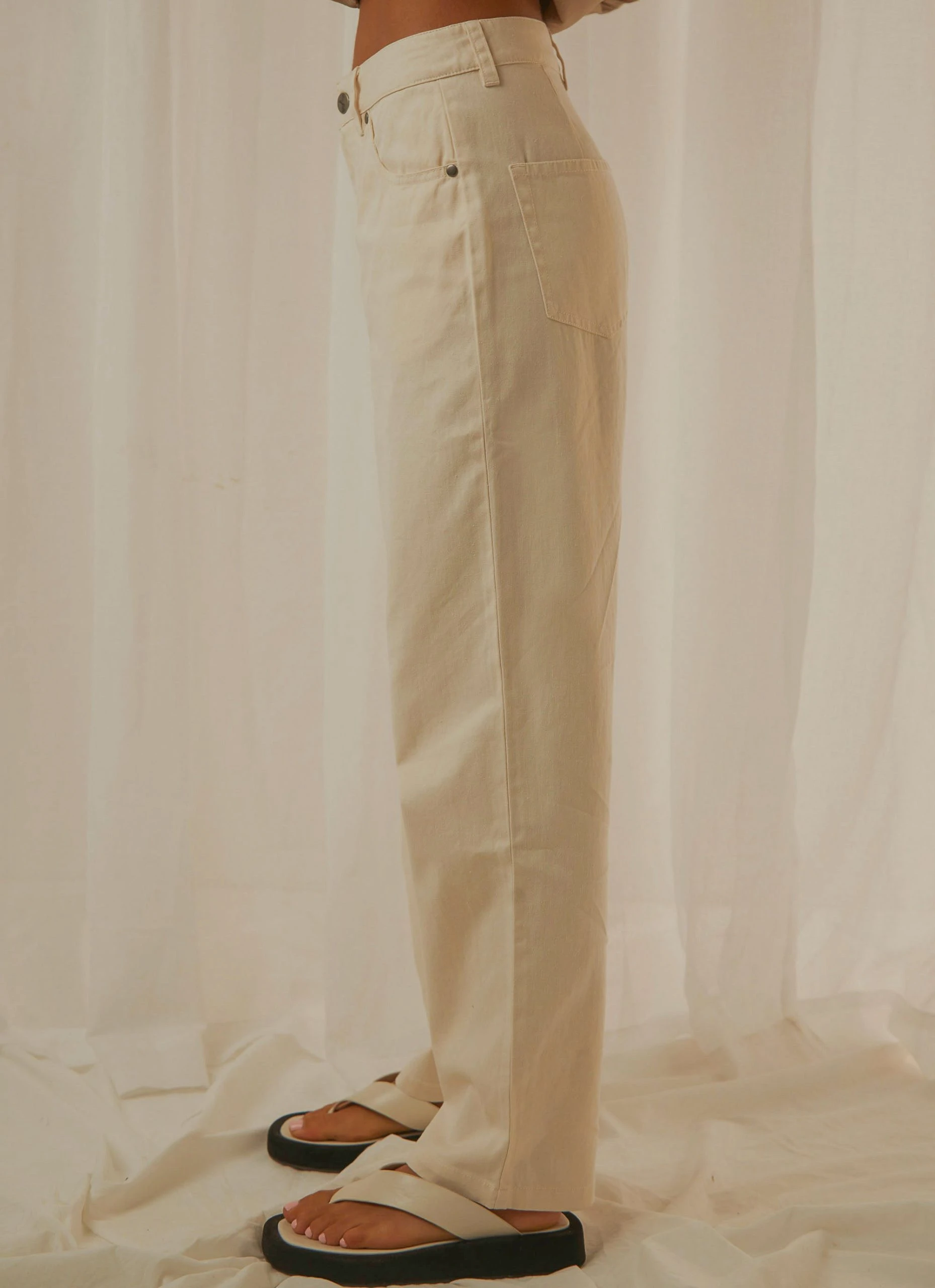 Afends Shelby Hemp Twill High Waist Leg Pant - Natural 4 Afends Shelby Hemp Twill High Waist Leg Pant - Natural - Image 4