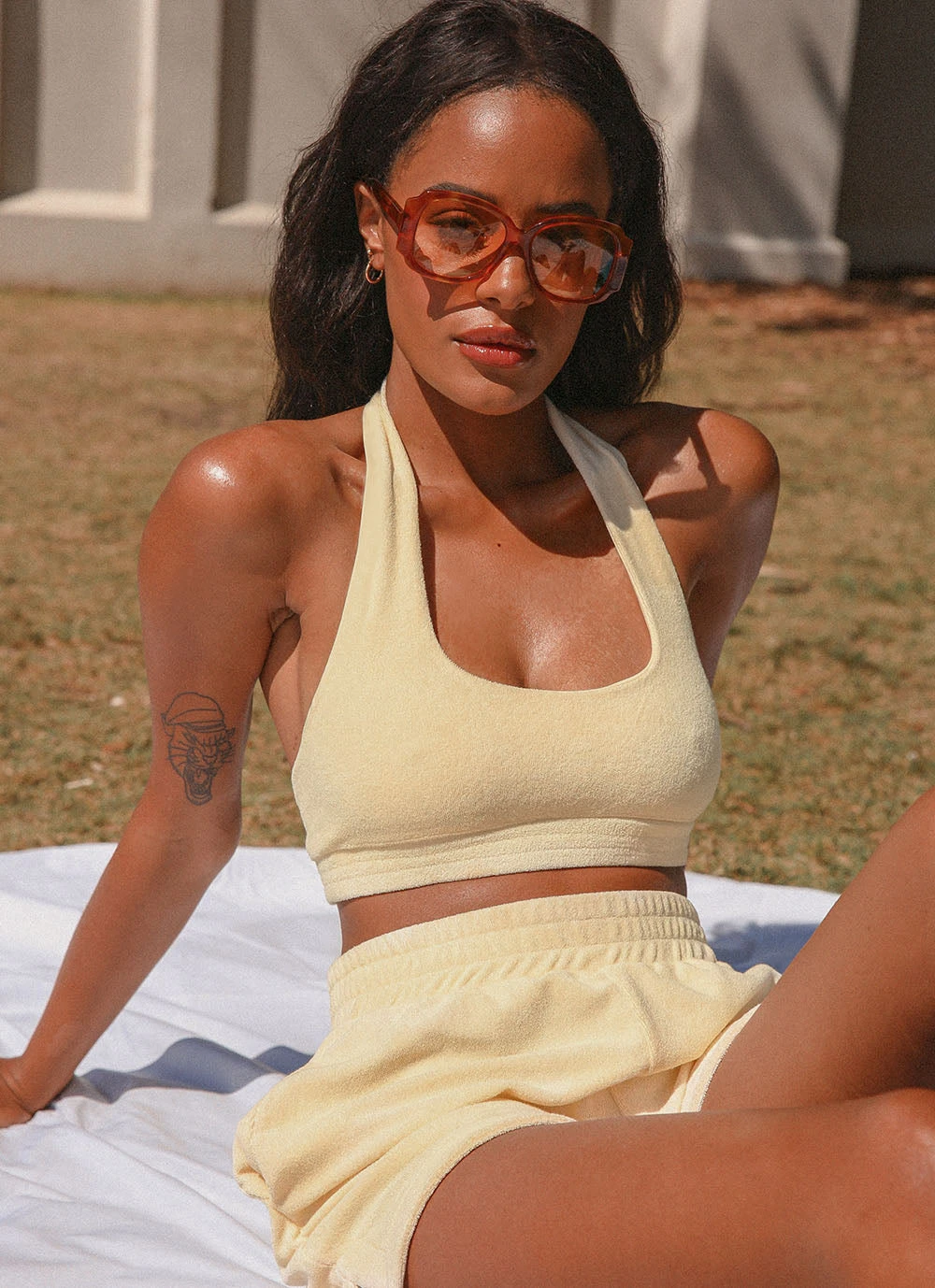 Peppermayo Exclusive Voyage Terry Halter Crop - Yellow 1 Peppermayo Exclusive Voyage Terry Halter Crop - Yellow