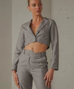 Peppermayo Exclusive L.A Loving Cropped Blazer - Slate