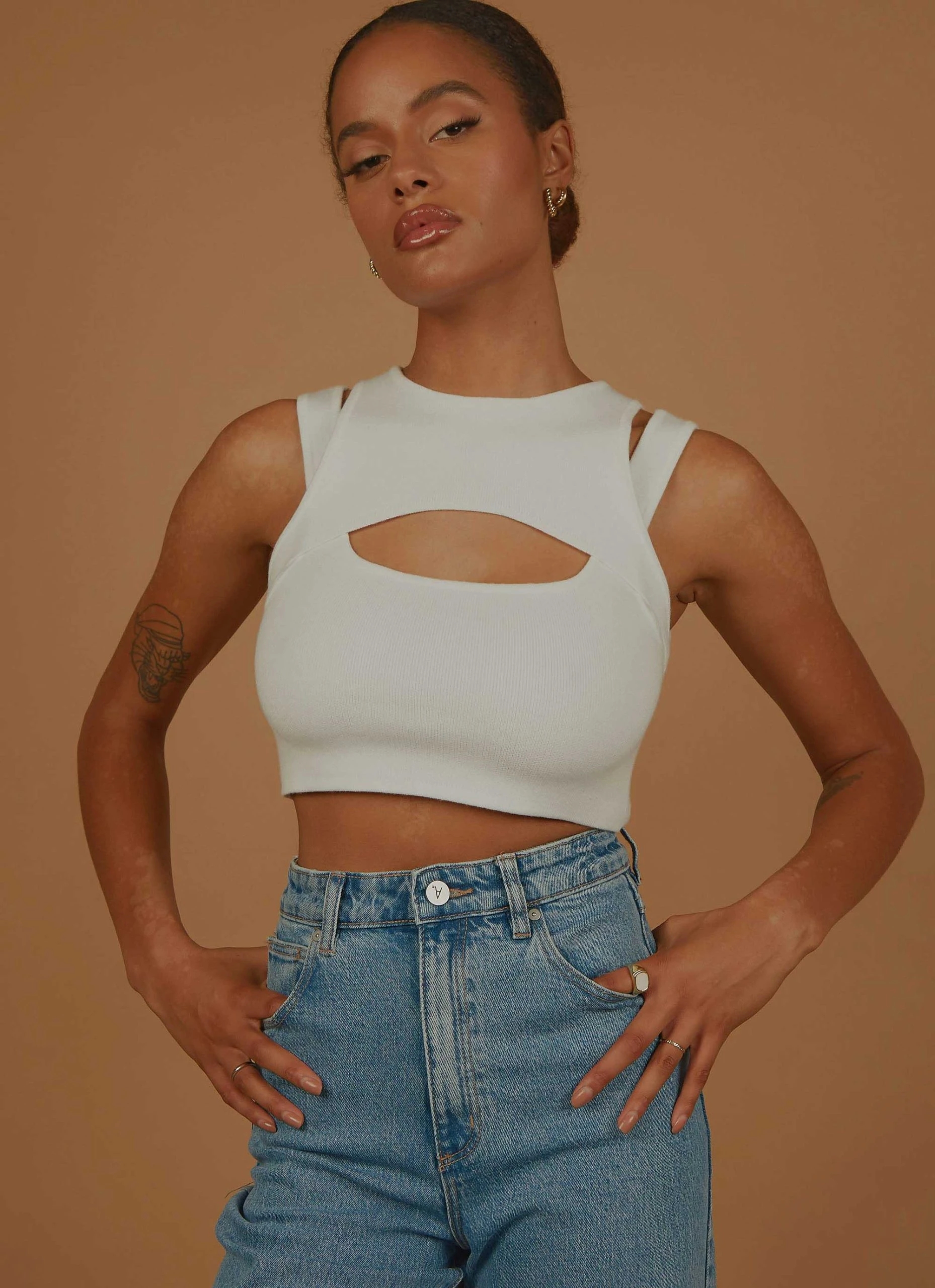 Peppermayo Exclusive Gigi Girl Knit Crop - White 1 Peppermayo Exclusive Gigi Girl Knit Crop - White