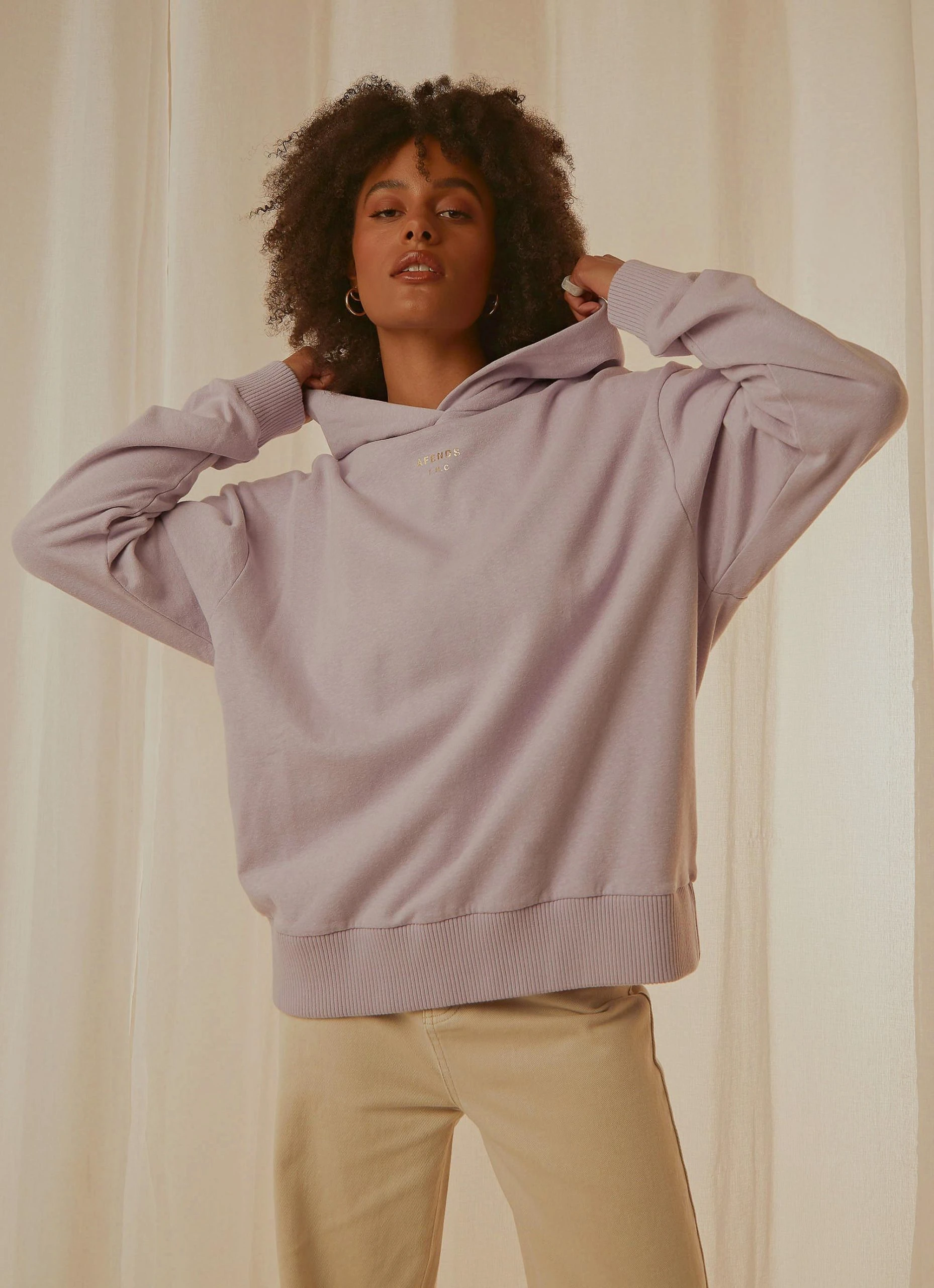 Afends Revolve Hemp Oversized Pull On Hood - Lilac 1 Afends Revolve Hemp Oversized Pull On Hood - Lilac
