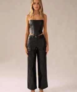 Peppermayo Exclusive Run The Show PU Bustier Top - Black -Peppermayo cloth-shop 2ee3f56e24d14f1f8d75f3dc105af18c