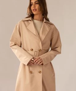 Peppermayo Exclusive Hide And Chic Longline Trench Coat - Tan