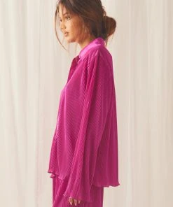 Peppermayo Exclusive Change Of Pace Plisse Shirt - Magenta -Peppermayo cloth-shop 30d089a118aa400ba14b98a1a207c3f8