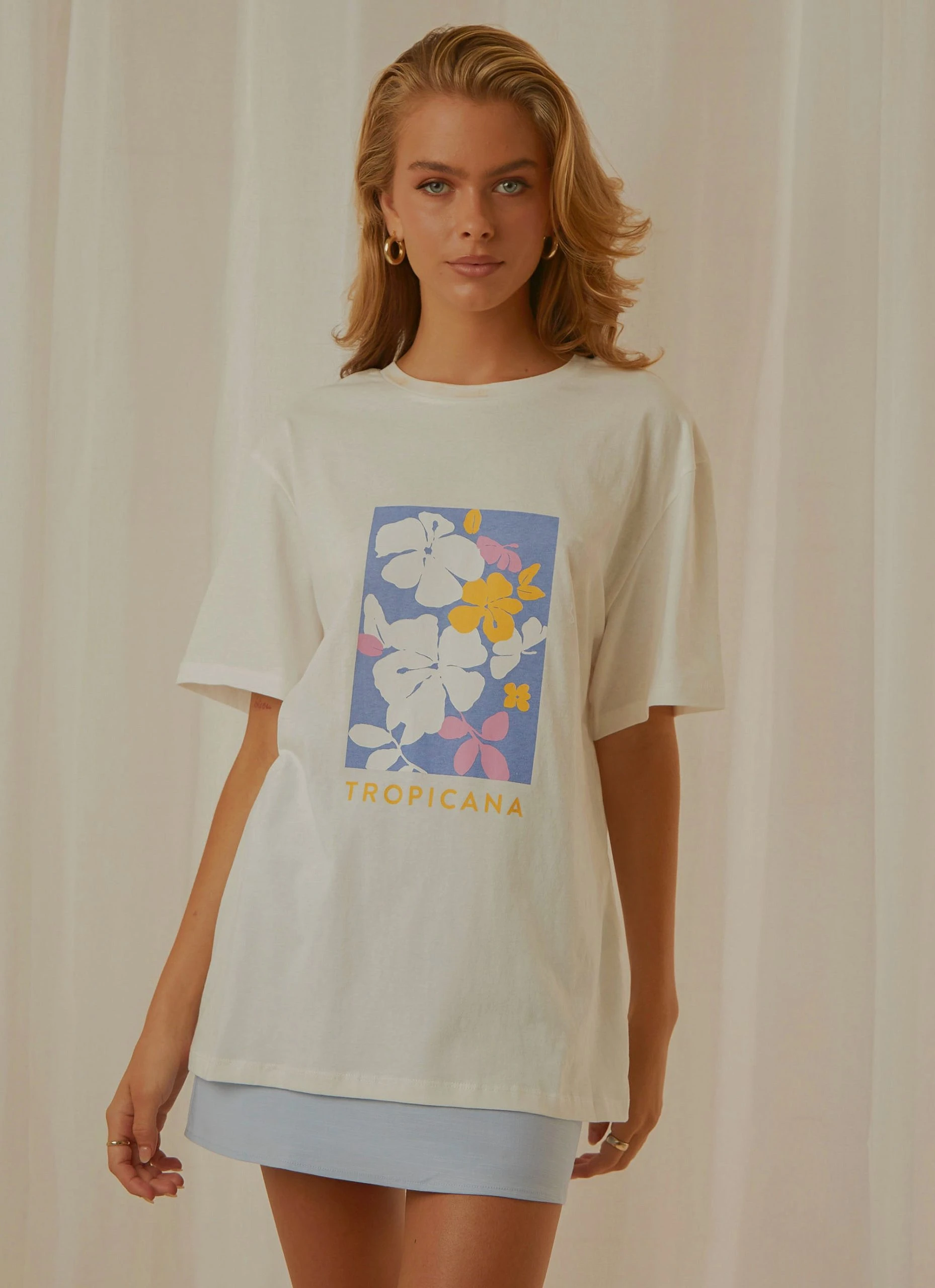 Charlie Holiday Tropicana Boyfriend Tee - White 4 Charlie Holiday Tropicana Boyfriend Tee - White - Image 4