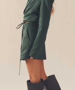 Peppermayo Exclusive Forbidden Suit Skirt - Green Pinstripe -Peppermayo cloth-shop 37d92f9ee1ec44fe909a1d4a7033d1c4