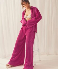 Peppermayo Exclusive 90s Muse Plisse Pants - Magenta 10 Peppermayo Exclusive 90s Muse Plisse Pants - Magenta -Peppermayo cloth-shop 3903f2c402044024a89939a828337c6c