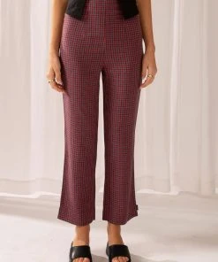 Afends Ryder Hemp Check High Waist Pant - Red -Peppermayo cloth-shop 3a0f28a476a748f0b9eec14dca90cdc3