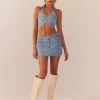 Peppermayo Exclusive Giddy Up Denim Mini Skirt - Subdued Blue