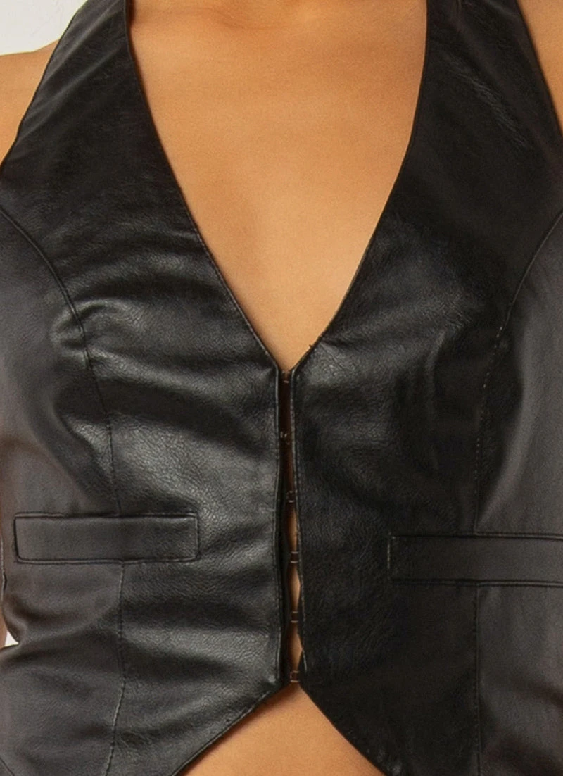 Peppermayo Exclusive Music Muse Vest Top - Black PU 6 Peppermayo Exclusive Music Muse Vest Top - Black PU - Image 6