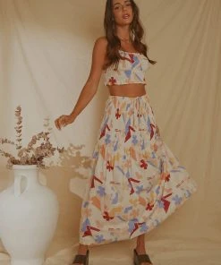 Peppermayo Exclusive Lost Palms Maxi Skirt - Abstract Resort