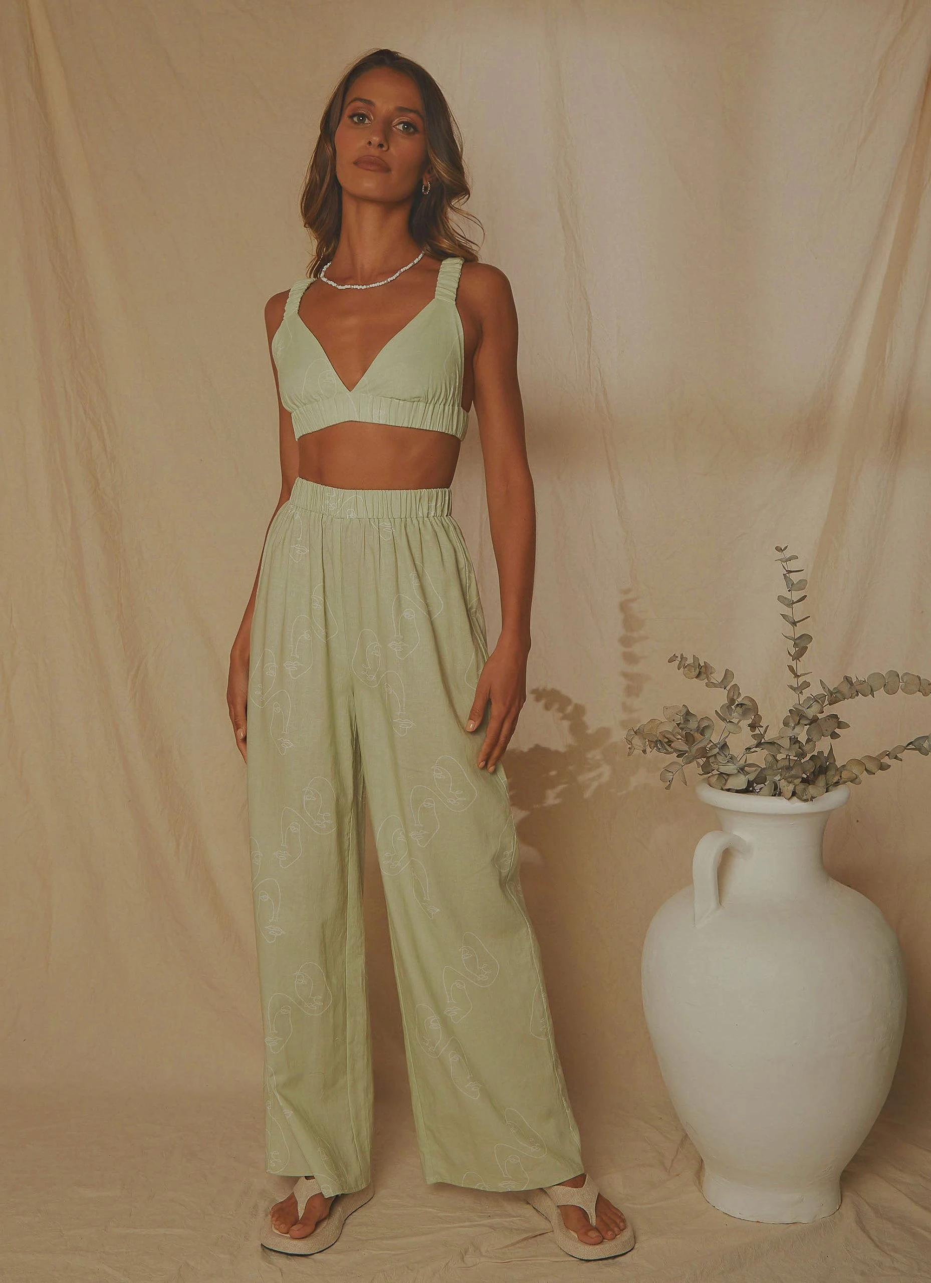 Peppermayo Exclusive Isola Linen Pants - Sage 1 Peppermayo Exclusive Isola Linen Pants - Sage