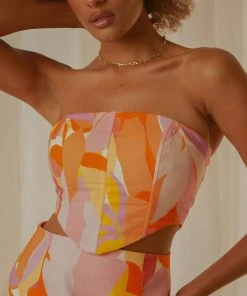 Peppermayo Exclusive Creative Culture Linen Bustier Top - Paloma