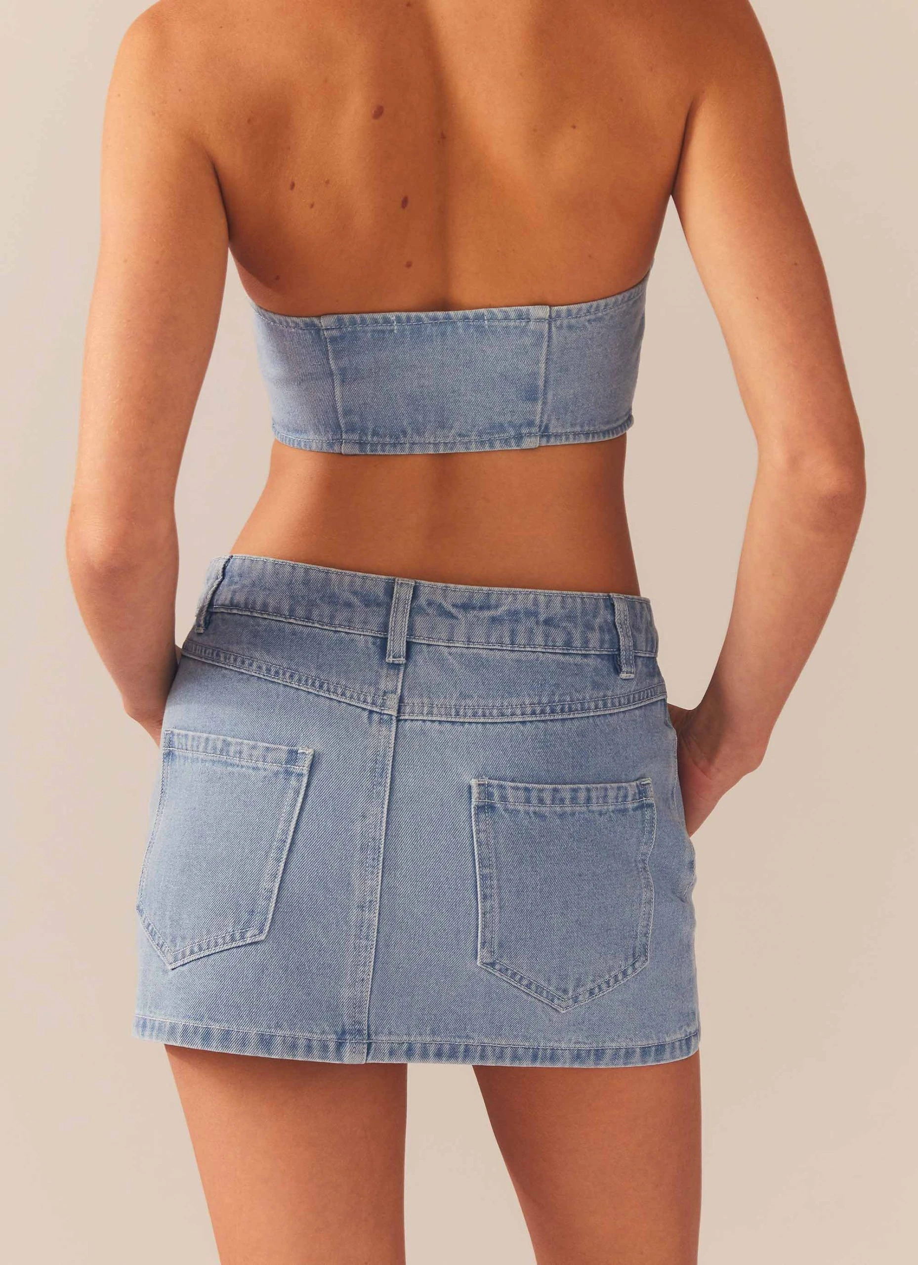 Peppermayo Exclusive Giddy Up Denim Mini Skirt - Subdued Blue 3 Peppermayo Exclusive Giddy Up Denim Mini Skirt - Subdued Blue - Image 3