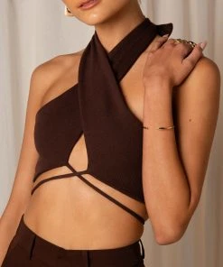 Peppermayo Exclusive On The Run Crop - Choc Brown