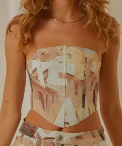 Peppermayo Exclusive Fashion Flashback Bustier - Neutral Film Graphic