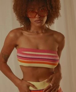 Peppermayo Exclusive Sweet Talker Knit Crop Top - Pink Multi Stripe