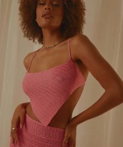 Peppermayo Exclusive Cancun Crochet Halter Top - Pink