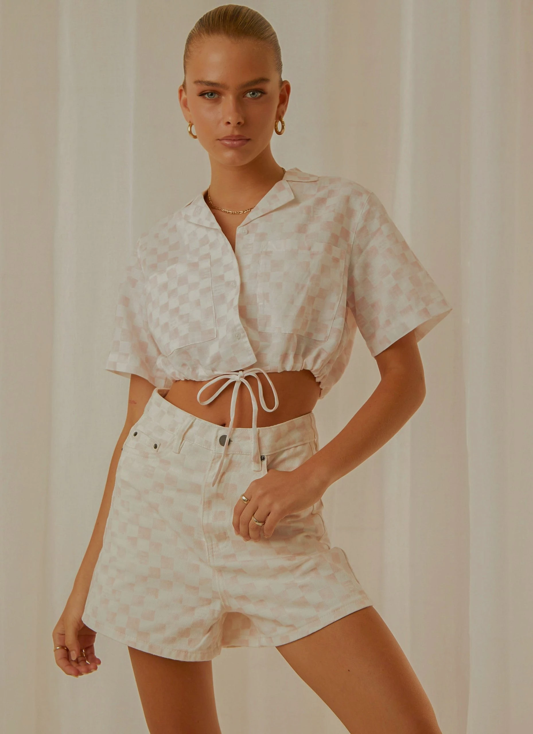 Cools Club Safari Tie Top - Pink Checker 2 Cools Club Safari Tie Top - Pink Checker - Image 2