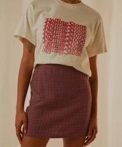 Afends Highland Check Mini Skirt - Red