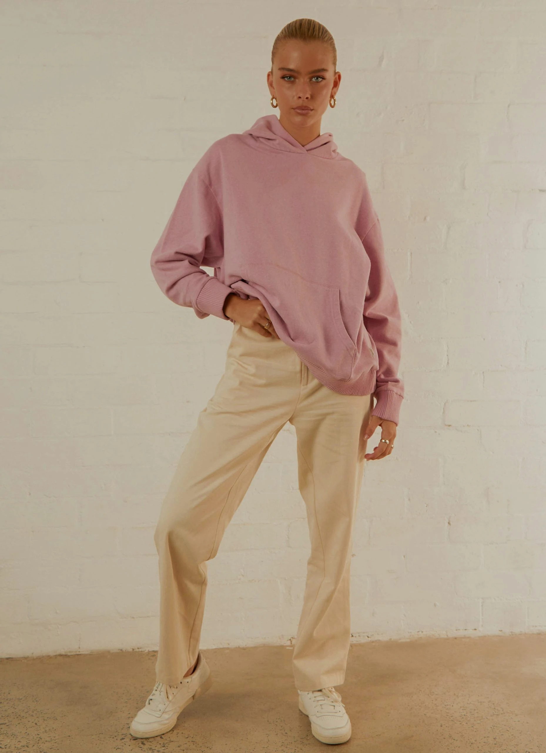 Afends Remi Hemp Oversized Hood - Smokey Pink 1 Afends Remi Hemp Oversized Hood - Smokey Pink