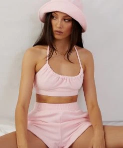 Peppermayo Exclusive Positano Terry Crop - Pink