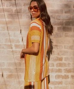 Peppermayo Exclusive Life And Soul Crochet Shirt - Golden Hour Stripe -Peppermayo cloth-shop 5bc7362381954bdaac80ea034949d25f scaled