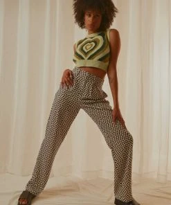 Peppermayo Exclusive Set The Tone Suit Pants - Choc Warped Check