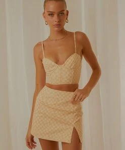 Peppermayo Exclusive Sunday Girl Mini Skirt - Neutral Check