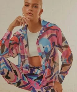Peppermayo Exclusive Trippy Long Sleeve Sheer Shirt - 80s Retro