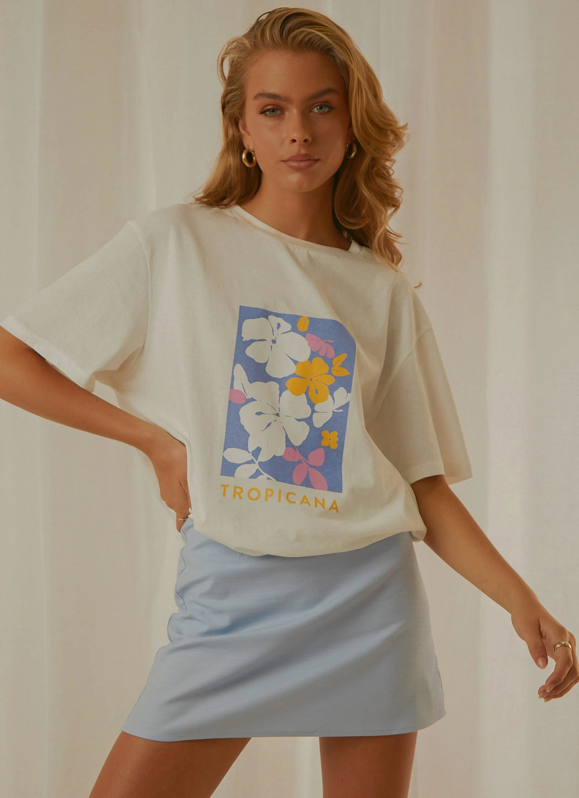 Charlie Holiday Tropicana Boyfriend Tee - White 2 Charlie Holiday Tropicana Boyfriend Tee - White - Image 2